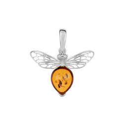 Silver pendant with amber