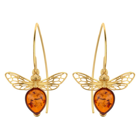Silver earrings with amber