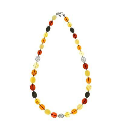 Silver necklace with amber