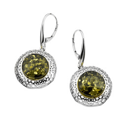 Silver earrings with amber
