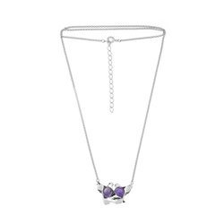 Silver necklace with amethyst -  doves