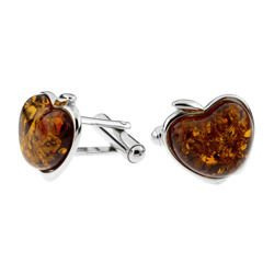 Silver cufflinks with amber