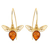 Silver earrings with amber