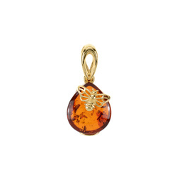 Silver pendant with amber