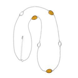 Silver necklace with amber