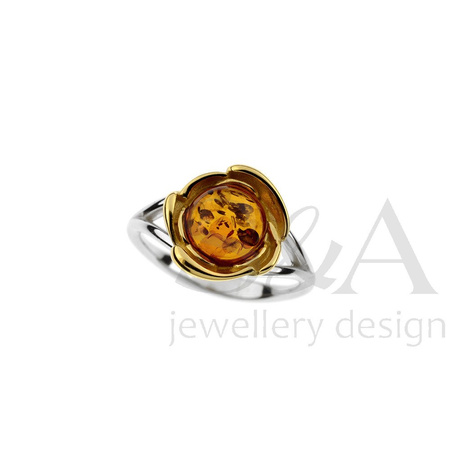 Silver ring with amber
