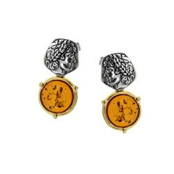 Silver earrings with amber