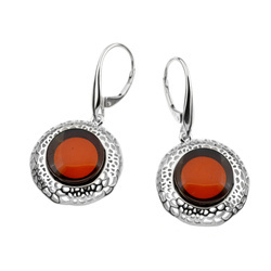 Silver earrings with amber