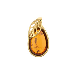Silver pendant with amber