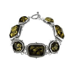Silver bracelet with amber