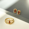 Silver ring with amber - crown