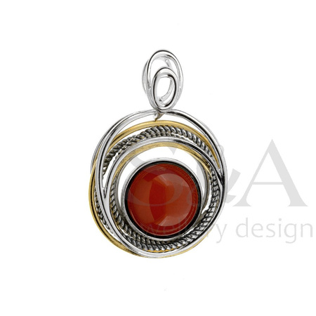 Silver pendant with amber
