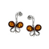 Silver earrings with amber - butterfly