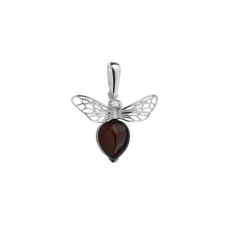 Silver pendant with amber