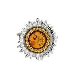 Silver pendant with amber