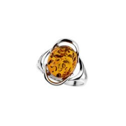 Silver ring with amber