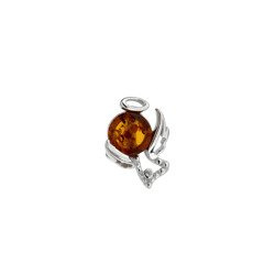Silver pendant with amber