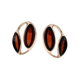 Silver earrings with amber