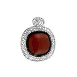 Silver pendant with amber