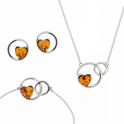 Silver necklace with amber