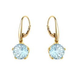 Gold earrings with blue topaz