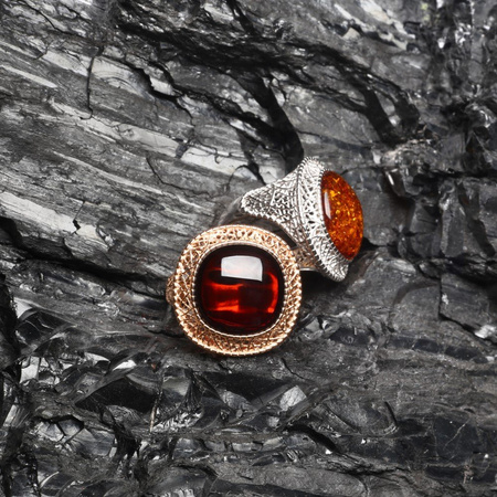 Silver ring with amber