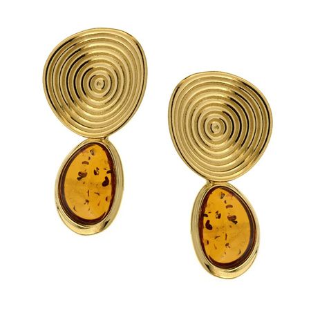 Silver earrings with amber