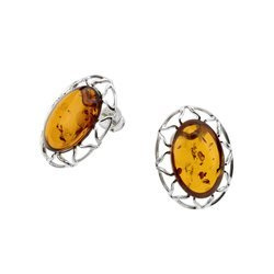 Silver earrings with amber