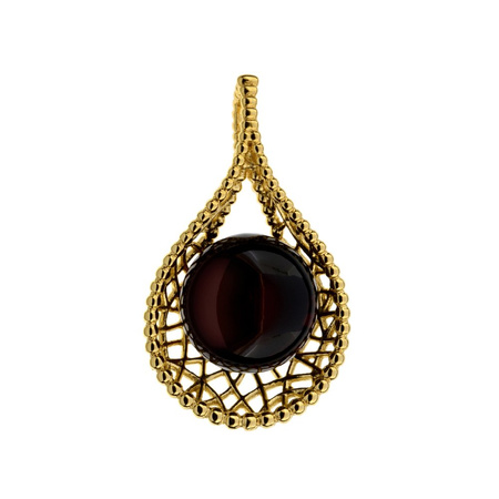 Silver pendant with amber