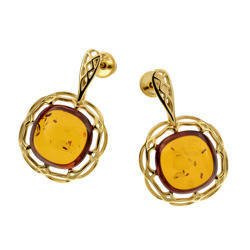 Silver earrings with amber