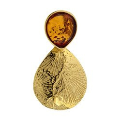 Silver pendant with amber
