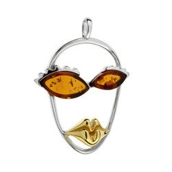 Silver pendant with amber
