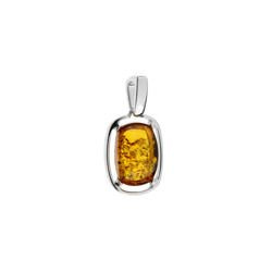Silver pendant with amber