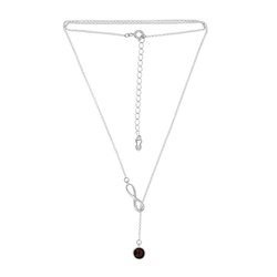 Naszyjnik srebrny z bursztynem - nieskończoność