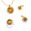 Silver pendant with amber