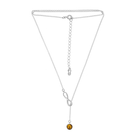 Silver necklace with amber