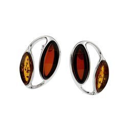 Kolczyki srebrne z bursztynem