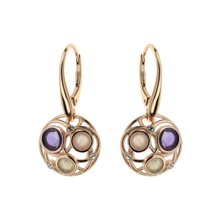 Silver earrings with amethyst and quartz