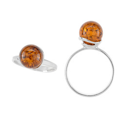 Silver ring with amber