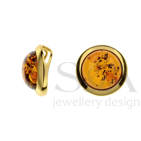 Silver pendant with amber