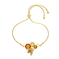 Bransoletka srebrna pszczoła- plaster miodu