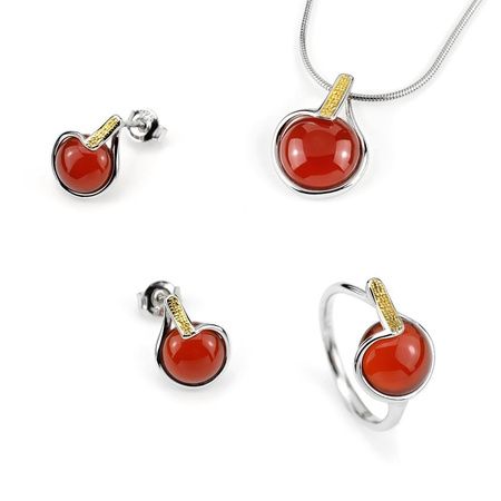 Silver ring with carnelian