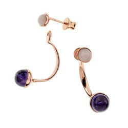 Silver earrings with amethyst and quartz
