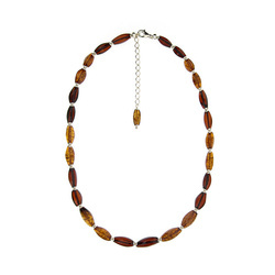 Silver necklace with amber