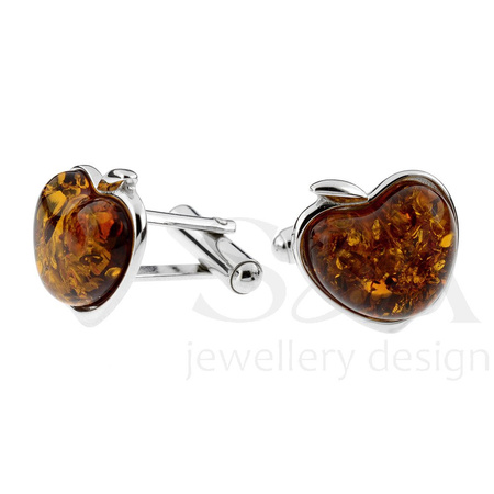 Silver cufflinks with amber