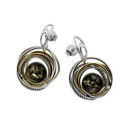 Silver earrings with amber
