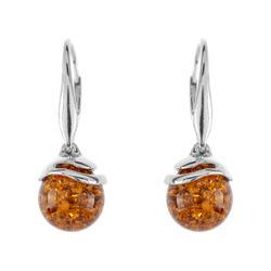 Silver earrings with amber