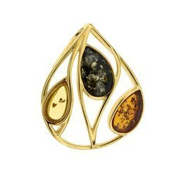 Silver pendant with amber