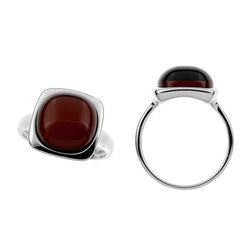 Silver ring with amber
