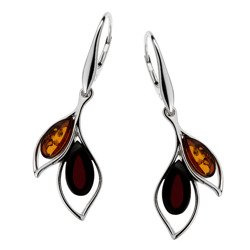 Silver earrings with amber